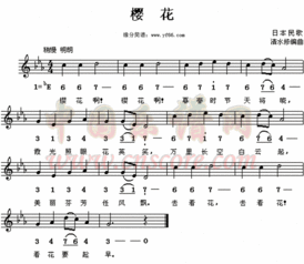 日本民歌樱花钢琴谱,日本民歌樱花日语版,日本民歌樱花中文版